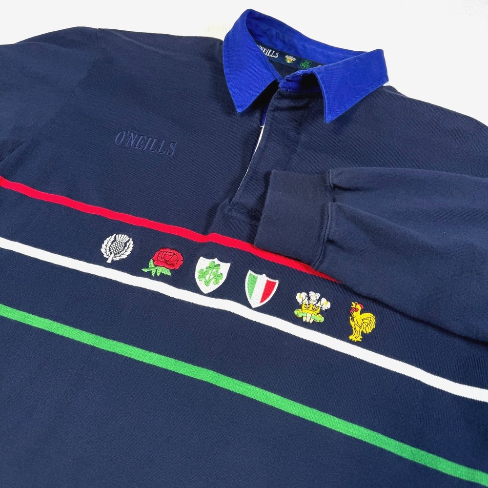 Vintage 90s O'Neills Six Nations Rugby Polo Shirt Men's Size XL